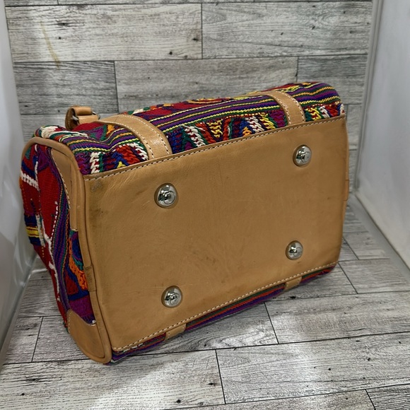 Vintage The Elephant Walk-Handcrafted red tapestry leather Rug Bag - Picture 6 of 14